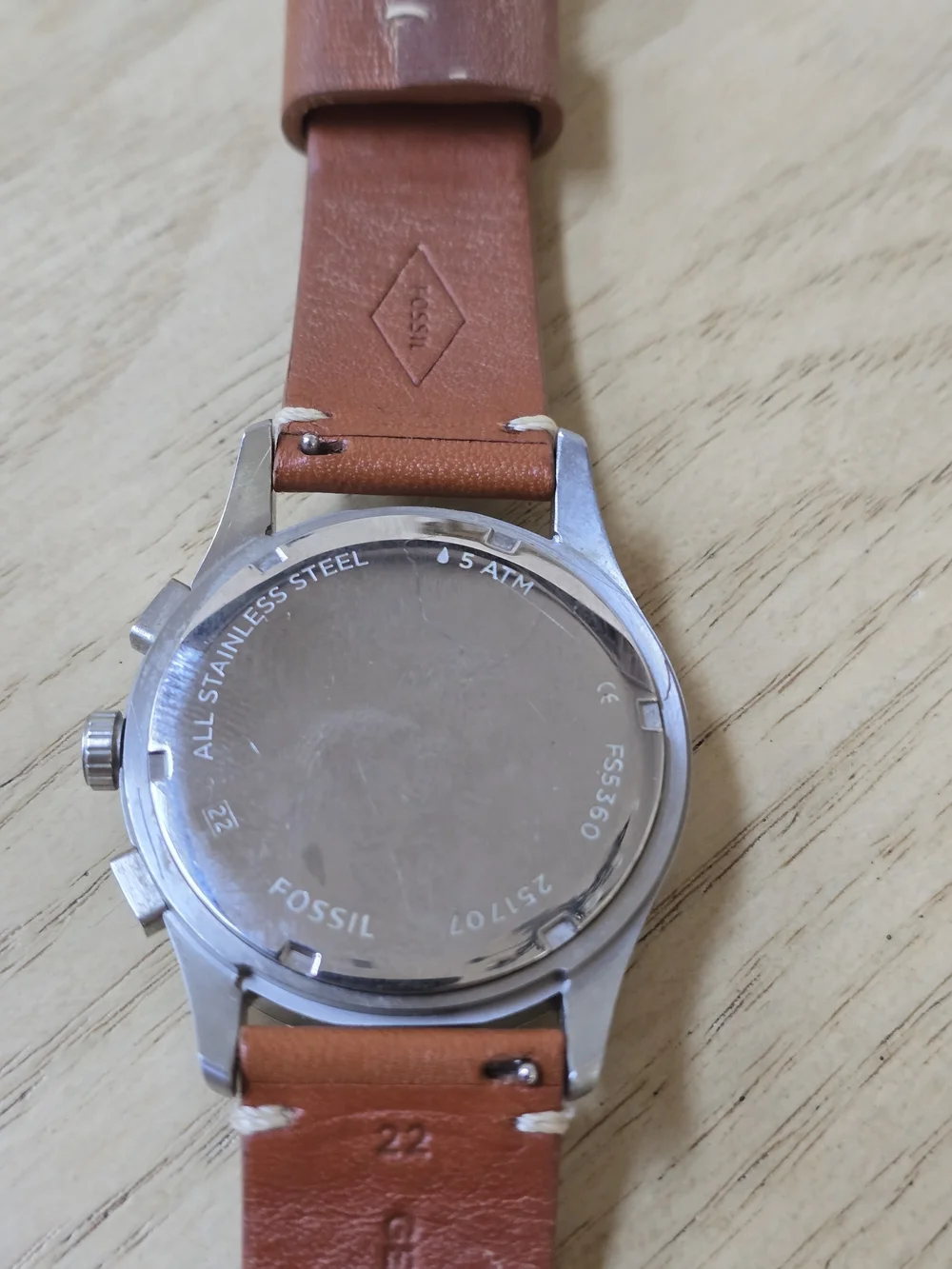 Fossil Men's Brown Leather Chronograph Watch - White Dial